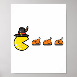 Thanksgiving Video Game Eating Turkey Gamer Men Wo Poster