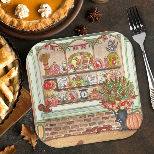 Thanksgiving Vintage Antique Shop Paper Plate (Creator Uploaded)