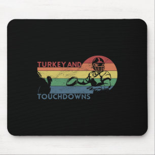 Thanksgiving Vintage Retro Turkey and Touchdowns F Mouse Mat