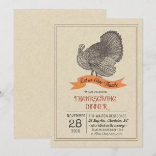 Thanksgiving Vintage Turkey Invitation