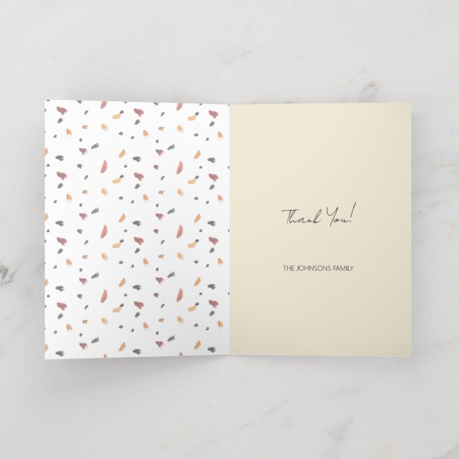 Thanksgiving Watercolor Autumn Pastel Leaves Foil Greeting Card (Inside Laydown)