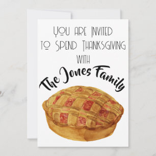 Thanksgiving Watercolor Cherry Pie Invitation 