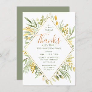 Thanksgiving Watercolor Elegant Greenery Invitation
