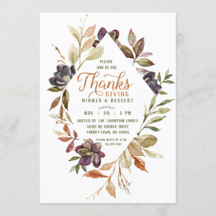 Thanksgiving Watercolor Fall Foliage Invitation