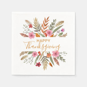 THANKSGIVING WATERCOLOR FALL FOLIAGE PAPER NAPKINS