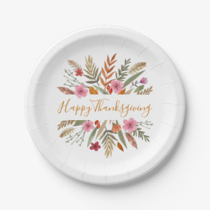 THANKSGIVING WATERCOLOR FALL FOLIAGE PAPER PLATES