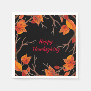 Thanksgiving Watercolor Fall Leaves Napkin