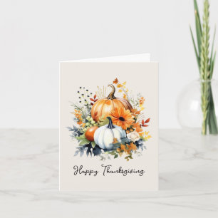 Thanksgiving Watercolor Fall Pumpkins Autumn Card