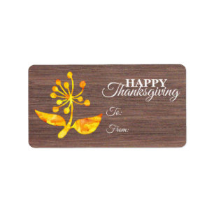 Thanksgiving Watercolor Floral Illustration Label
