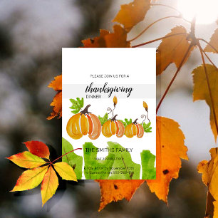 Thanksgiving Watercolor Pumpkins Invitation