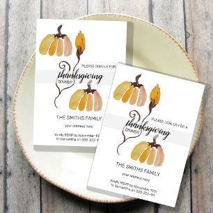 Thanksgiving Watercolor Pumpkins Invitation
