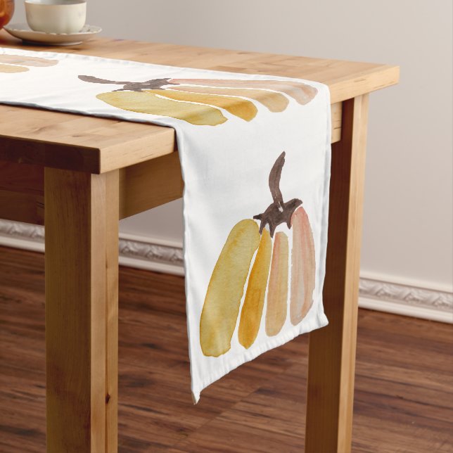 Thanksgiving Watercolor Pumpkins Long Table Runner (In Situ)