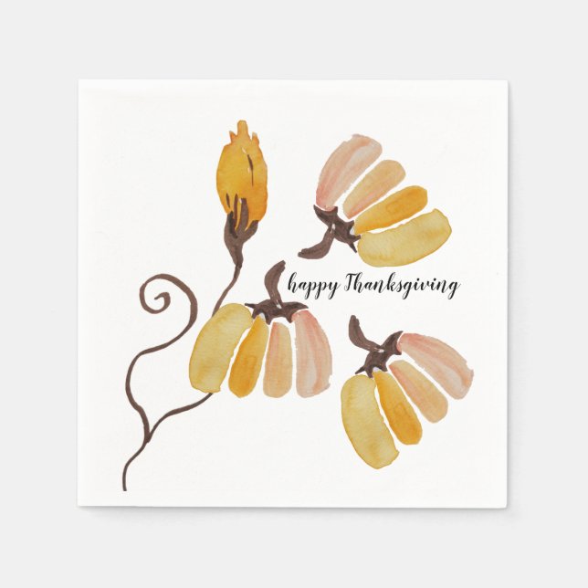 Thanksgiving Watercolor Pumpkins Napkin (Front)