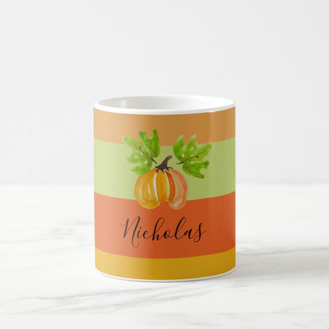 Thanksgiving Watercolor Pumpkins Personalised Coffee Mug (Center)