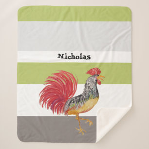 Thanksgiving Watercolor Rooster Personalised Sherpa Blanket