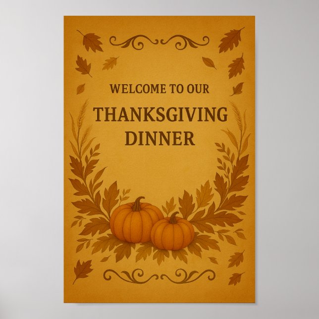 Thanksgiving Welcome Sign | Rustic Autumn Poster (Front)