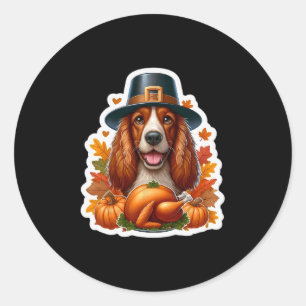 Thanksgiving Welsh Springer Spaniel Dog Owner Mom Classic Round Sticker