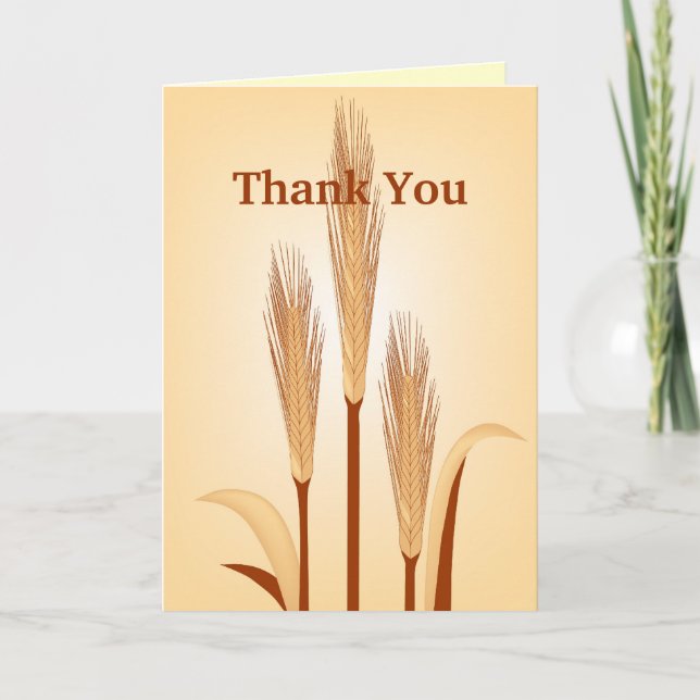 Thanksgiving Wheat Thank You Greeting Card (Front)
