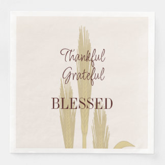 Thanksgiving Wheat Thankful Grateful Blessed Napkin
