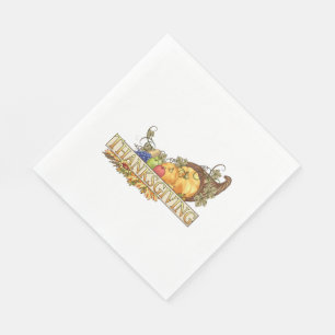 Thanksgiving/White Standard Luncheon Napkin/Thanks Napkin