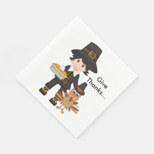Thanksgiving/White Standard Luncheon Napkin/Turkey Napkin