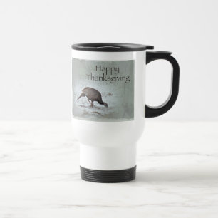 Thanksgiving Wild Turkey in Snowy Field Travel Mug