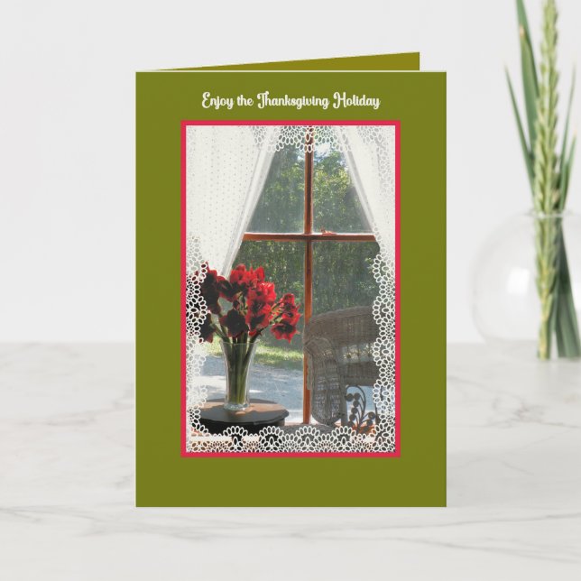 Thanksgiving Window Design Thank You Card (Front)