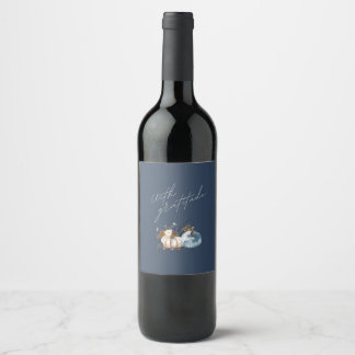 Thanksgiving Wine Label, Floral, Pumpkin  Wine Label