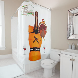 Thanksgiving Wine Shower Curtain
