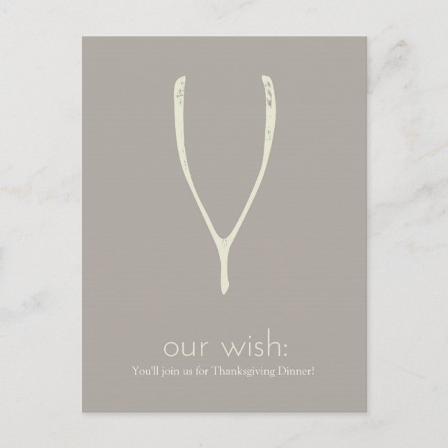 Thanksgiving Wishbone Dinner Invitation/Greeting Invitation Postcard (Front)