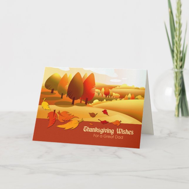 Thanksgiving Wishes for Father Autumn Scenery Holiday Card (Front)