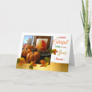 Thanksgiving Wishes for Parents Still Life Window Holiday Card