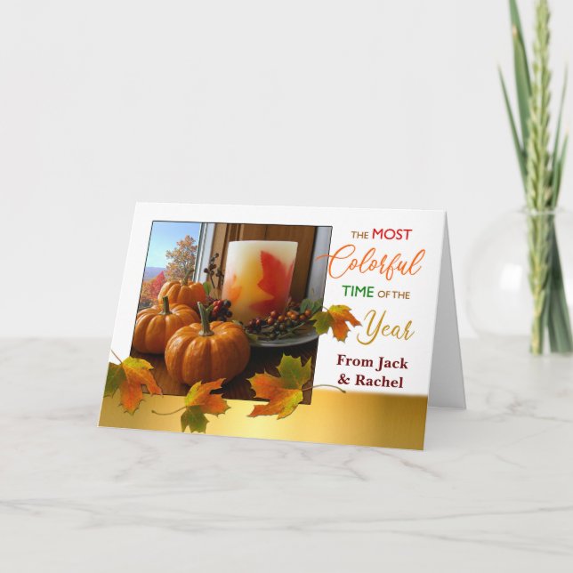 Thanksgiving Wishes From Both of Us Add Your Name Holiday Card (Front)