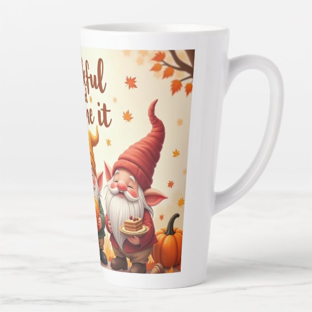 Thanksgiving wishes gnome latte mug (Right)