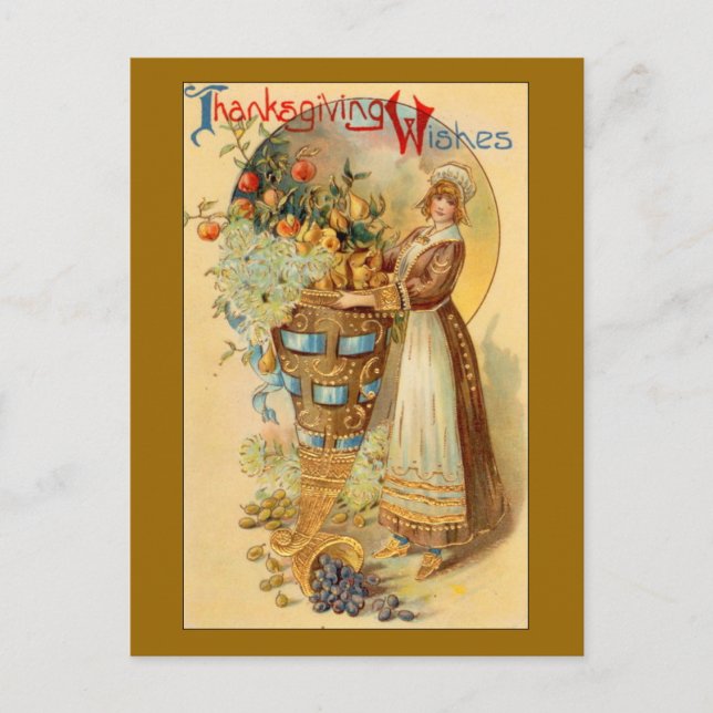 Thanksgiving Wishes Holiday Postcard (Front)
