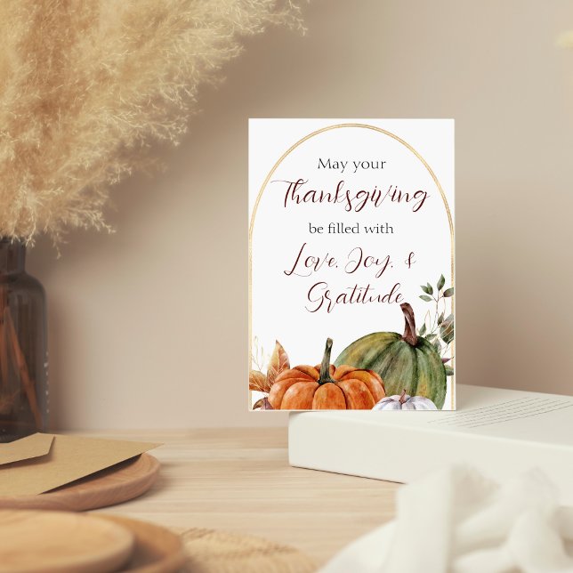 Thanksgiving Wishes Holiday Pumpkin Watercolor Card (Creator Uploaded)