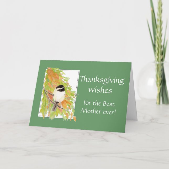 Thanksgiving Wishes Humour Bird Autumn for Mother Holiday Card (Front)