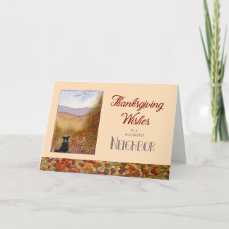 Thanksgiving Wishes Neighbour - Sheepdog Autumn Holiday Card