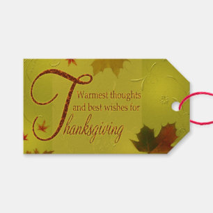 Thanksgiving Wishes Typography Leaves Gift Tags