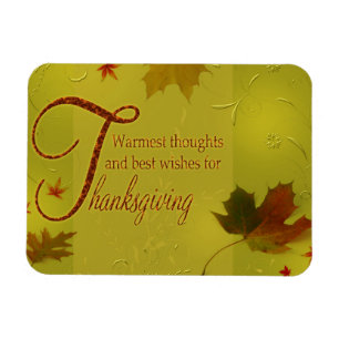 Thanksgiving Wishes Typography Leaves Magnet