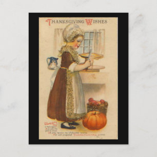 Thanksgiving Wishes Vintage Postcard