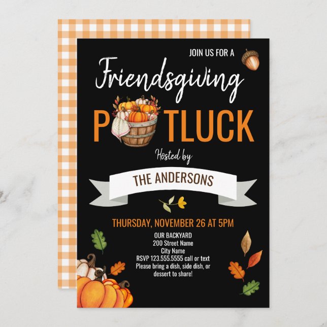 Thanksgiving with Friends Potluck Invitation (Front/Back)