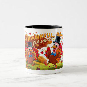 Thanksgiving With Gratitude Quotes  Two-Tone Coffee Mug