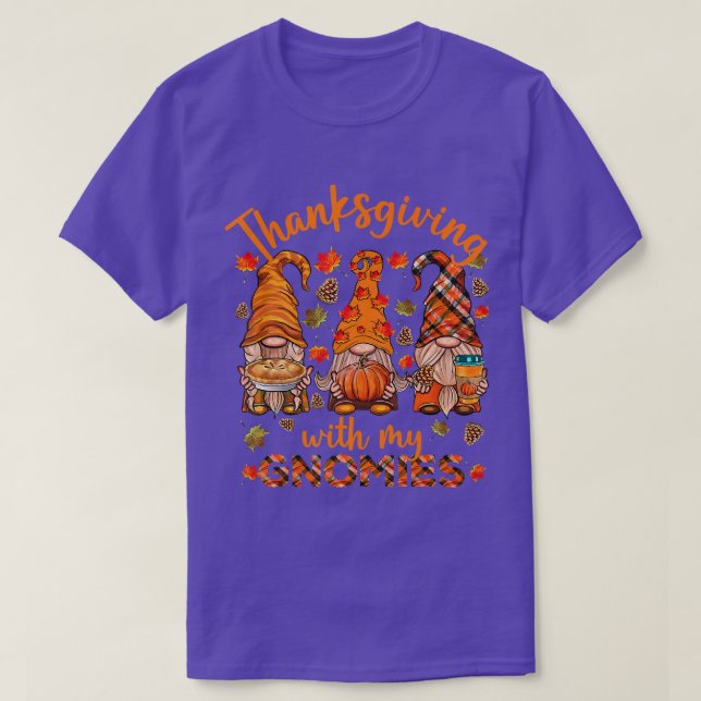Thanksgiving With My Gnomies Autumn Gnomes Fall Fu T-Shirt (Design Front)