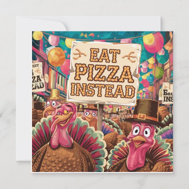 Thanksgiving with pizza invitation (Front)