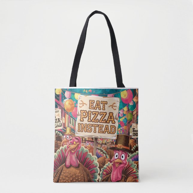 Thanksgiving with pizza tote bag (Front)