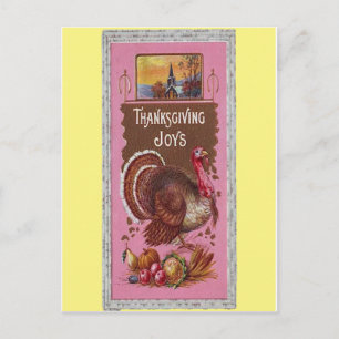 Thanksgiving with Turkey 1917 Postcard