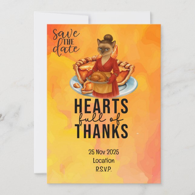 Thanksgiving  with Turkey for Cat lovers Invitation (Front)