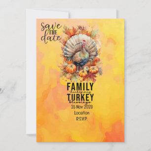 Thanksgiving with Turkey save the date invitation