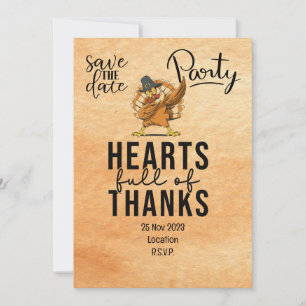 Thanksgiving with Turkey save the date invitation
